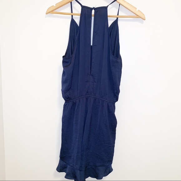 She +Sky "Luna" Satin Button Cami Ruffle Romper-S - Picture 5 of 8